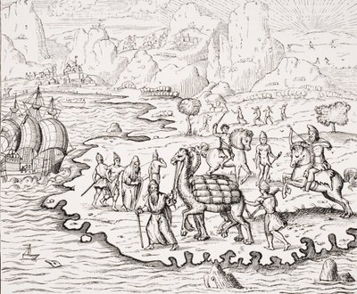 Transport de marchandises sur le dos de chameaux, reproduction d